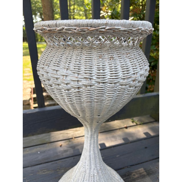 Vintage Pair of Grandma's Wicker Plants Stands Shabby Chic Home Decor For Sale - Image 11 of 11