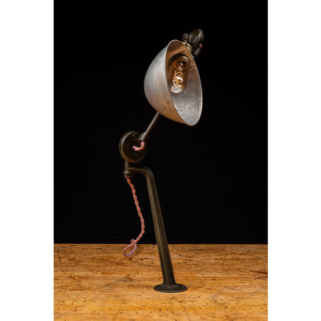 Vintage Industrial Articulating Table Mount Task Lamp For Sale - Image 4 of 7