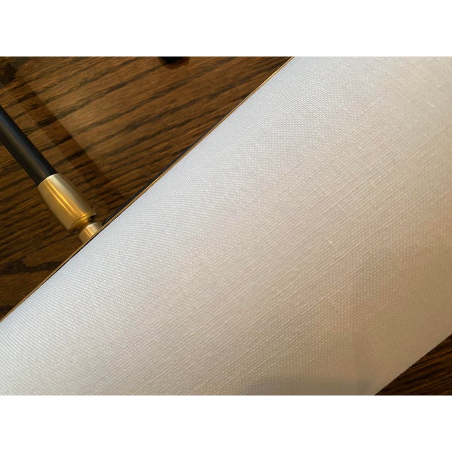 Visual Comfort Frankfort Articulating Wall Light in Black and Hand-Rubbed Antique Brass With Linen Shade For Sale - Image 9 of 13