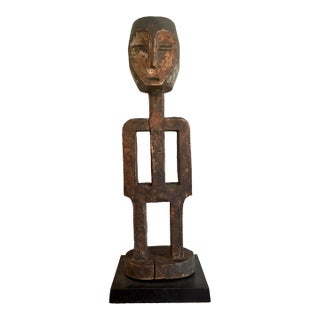 African Carved Wood Figure Standing From the Bamana Tribe (17” Tall) For Sale