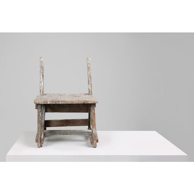 Industrial Industrial Rustic Stool with Patina, France, 1900s For Sale - Image 3 of 13