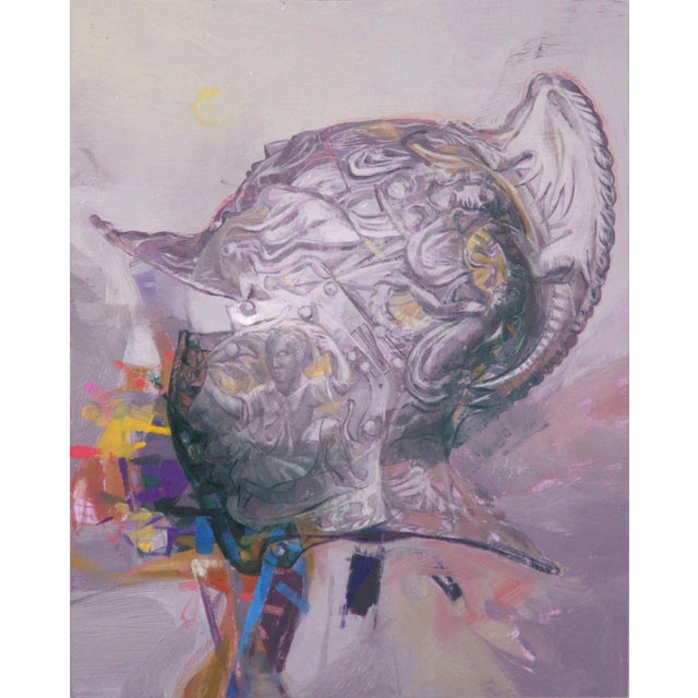 Kaleidoscope by Elena Burykina | Oil on panel Abstract helmet with intricate designs and colors. For Sale