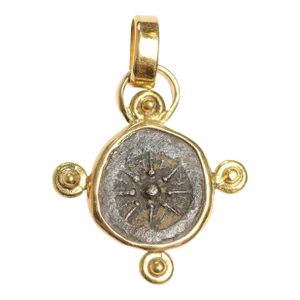 Antique Roman Widow's Mite Coin, 22kt Gold Pendant