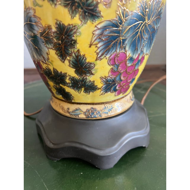 80's Yellow Chinoiserie Table Lamp-Single For Sale - Image 4 of 10