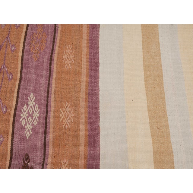 1970s Vintage Handmade Wool Cotton White Beige Kilim Runner Rug For Sale - Image 10 of 11