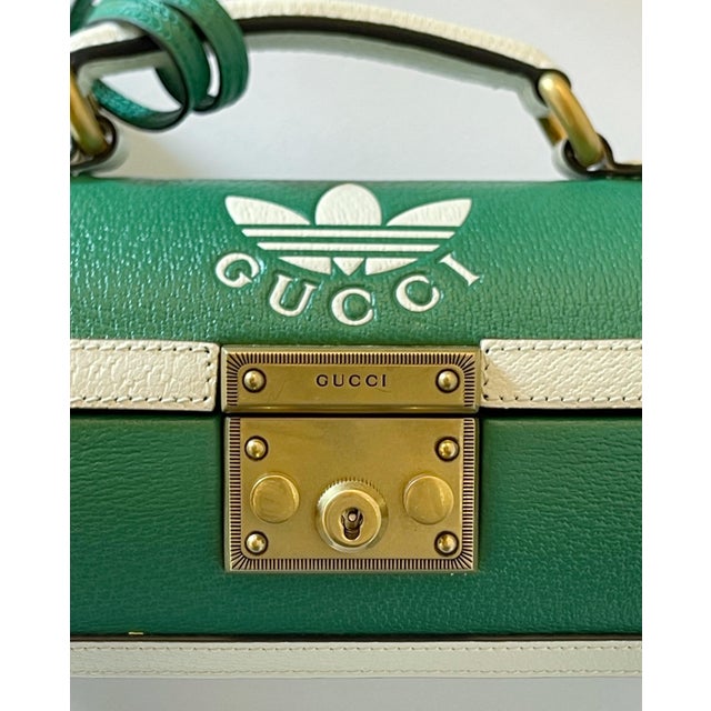 Rare Limited Edition GUCCI x adidas golf ball case handbag or shoulder bag in green and white color ways, with removable...
