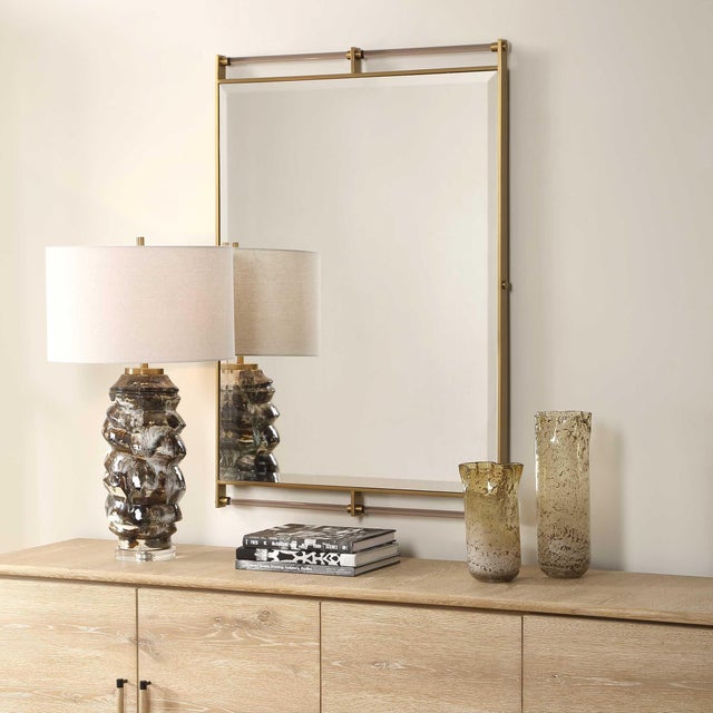 Contemporary Ripoll Antique Brass Mirror For Sale - Image 3 of 6