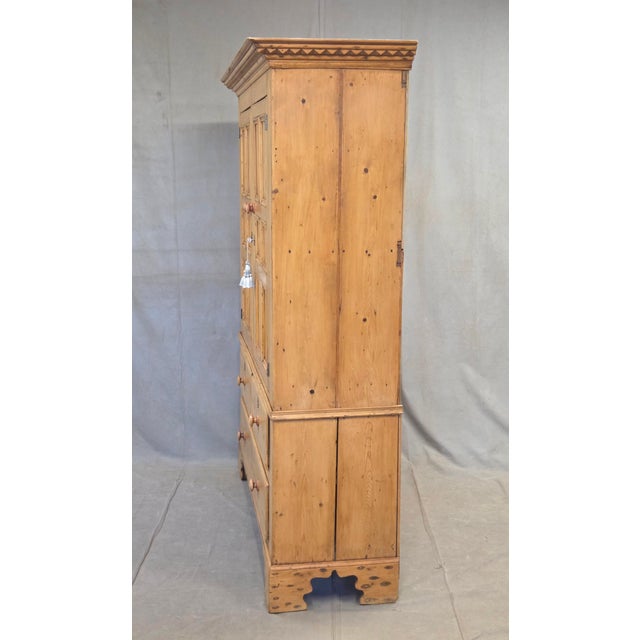 Antique 19th Century Irish Scrubbed Pine Linen Press Cabinet For Sale - Image 16 of 18