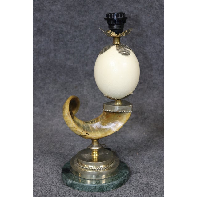 20th C. Pair Anthony Redmile Style Hollywood Regency Brass Mounted Horn Lamps For Sale - Image 11 of 11
