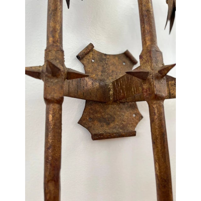 Vintage Brutalist Style Gilt Wall Sconce Candle Holder For Sale - Image 9 of 9