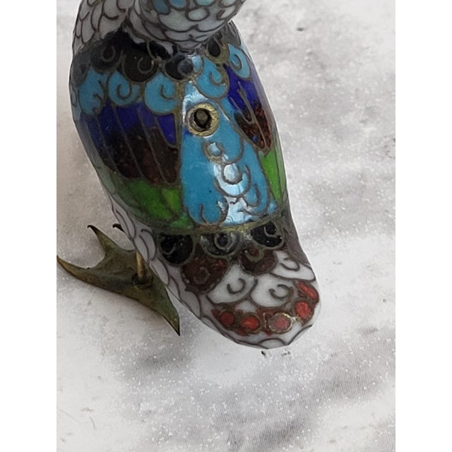 Chinese Vintage Chinese Cloisonné Enameled Brass Duck For Sale - Image 3 of 8