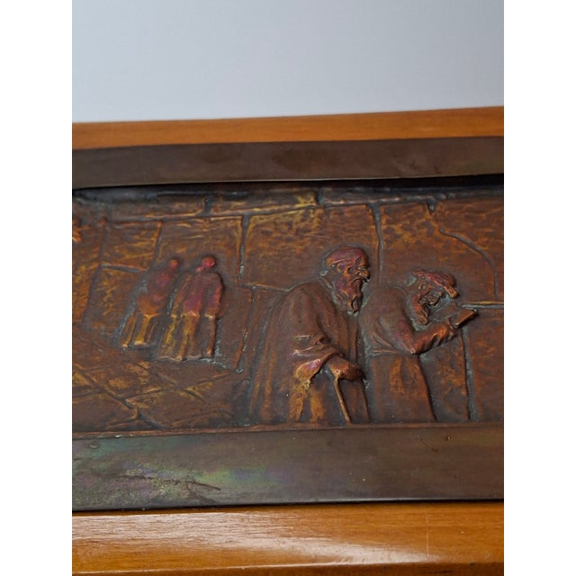 Antique Bezalel Jerusalem Copper Relief Plaque Western Wall Mandate Palestine C. 1920s Judaica For Sale - Image 9 of 16