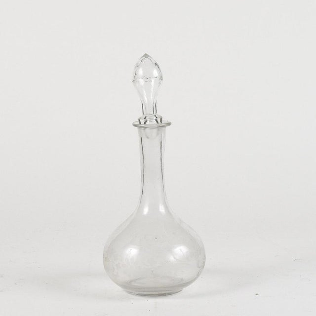 Glass Bottle Cruet with Engraved Floral Decoration, 1920s For Sale - Image 4 of 9