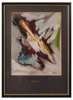 Abstract Composition, 20th-Century, Oil on Paper on Board