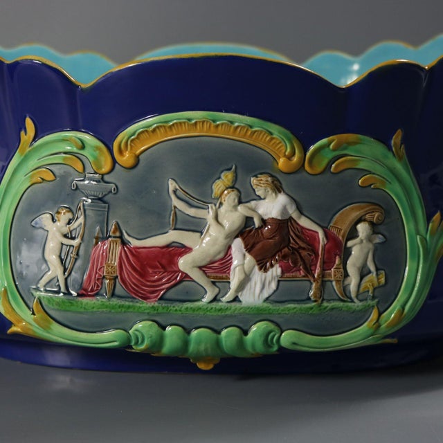 Minton Majolica Cupids Oval Jardiniere For Sale - Image 9 of 16