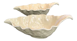 Vintage Bordallo Pinheiro Cabbage Leaf Sauce Bowls - A Pair