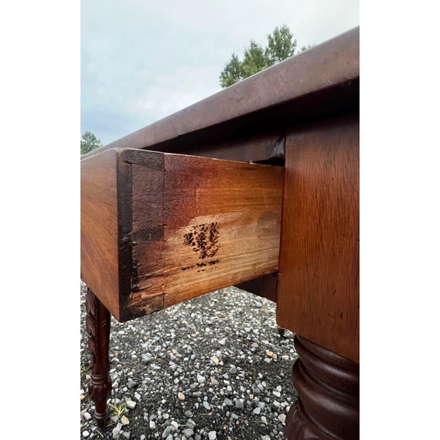 Wood Antique American Federal Acanthus Carved Drop Leaf Table For Sale - Image 7 of 9