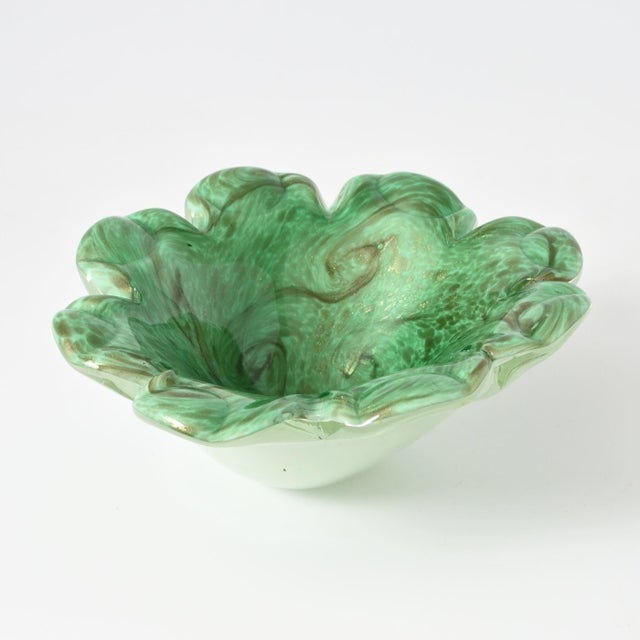 Murano Green Aventurine Glass Bowl from Fratelli Toso, 1960s For Sale - Image 6 of 13