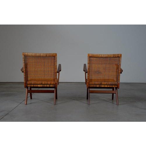Brown Dutch Teak and Webbing Chairs, 1950s, Set of 2 For Sale - Image 8 of 17