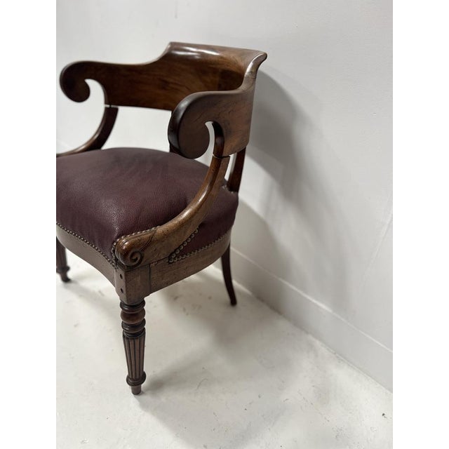 Empire Style Desk Chair in Mahogany and Veneer, 19th Century For Sale - Image 6 of 12