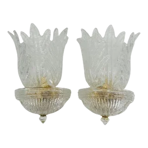Pair of Murano Glass & Brass Sconces by Italamp S.R.L. Italy 2006