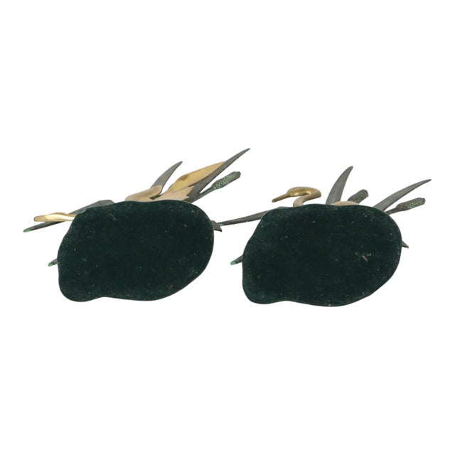 Mid-Century Heron and Duck Figurines in Brass and Green Metal, 1950s, Set of 2 For Sale - Image 13 of 14