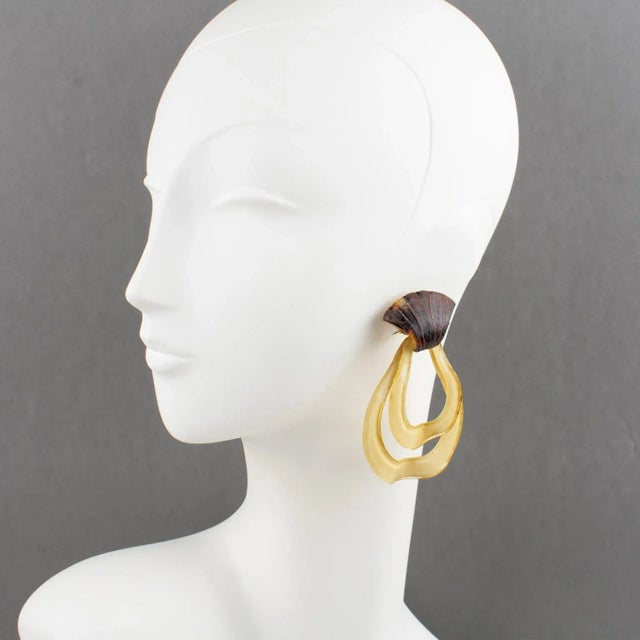 These so-cute clip-on earrings were designed and manufactured by Cilea Paris for Francoise Montague. Oversized dangle...