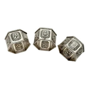 Matching Set of 3 Antique American Coin Silver Napkin Rings by Philadelphia Maker Leonard & Wilson - Circa 1850s
