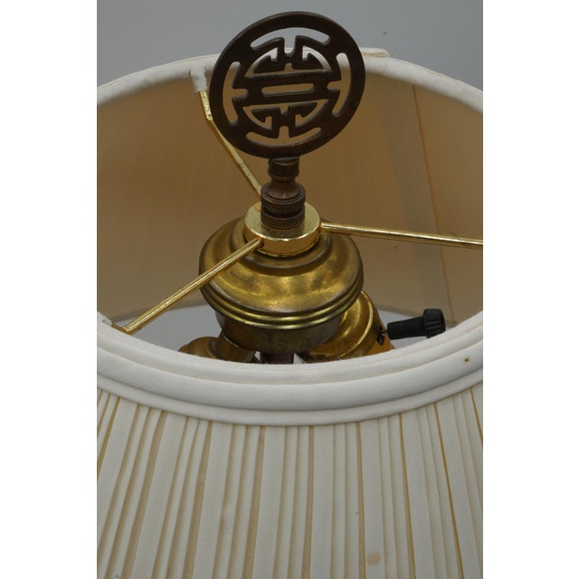 Chinese 1980s Maitland Smith Oriental Brass & Porcelain Ginger Jar Lamp For Sale - Image 3 of 11