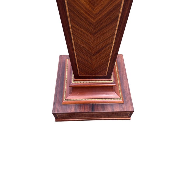 Inlaid Wood Regency Pedestal Greek Key Brass Ormolu For Sale - Image 14 of 17