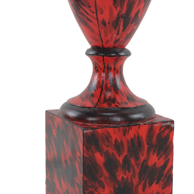 Early 21st Century A Pair Vintage British Wooden Trophy Hand-Painted Imitation Turtle Shell Pattern Table Lamp For Sale - Image 5 of 8