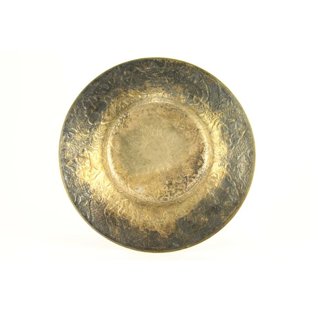 19th Century Indo-Persian Qajar Plate Low Grade Silver Tooled Flowers, Birds & Hares For Sale - Image 12 of 12