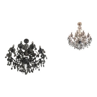 Authentic Restoration Hardware 19th C. Rococo Iron & Crystal Chandeliers - Set of 2 For Sale