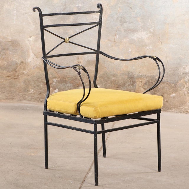 1940s Pair of Neoclassical Style Bronze-Mounted Iron Armchairs Attributed to Comte, C. 1940 For Sale - Image 5 of 8