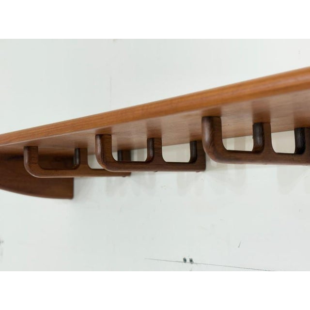 Wood Mid-Century Teak Wall-Mounted Coat Rack For Sale - Image 7 of 9