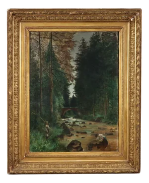 Tristan Lacroix, Rural Figures, Oil on Canvas, Framed