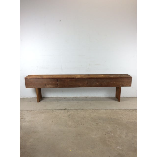 Antique Style Primitive Long Wooden Bench For Sale - Image 10 of 18