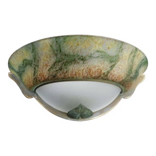20th Century Murano Uplight Sconce With Green Metal Leaf For Sale