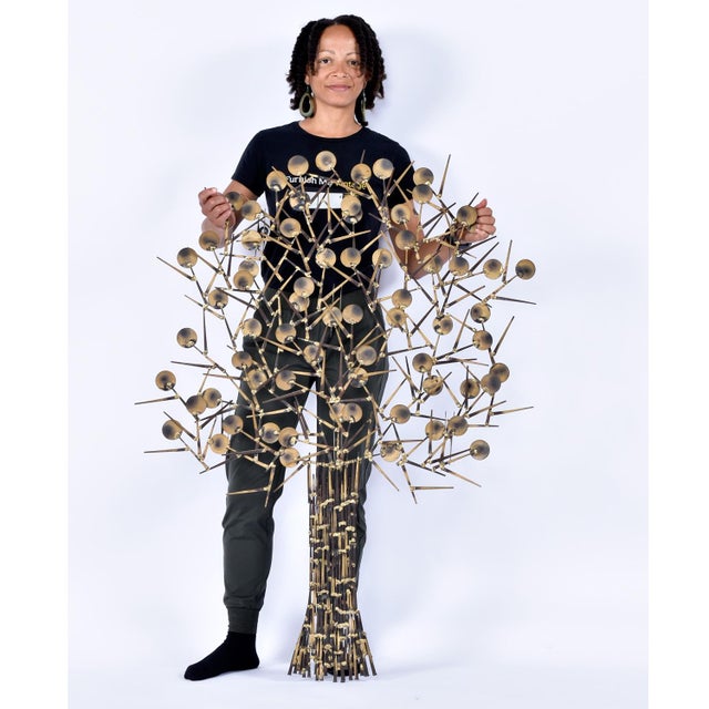Marc Weinstein Marc Creates Brutalist Torch Cut Metal Nail Tree Wall Sculpture For Sale - Image 6 of 11