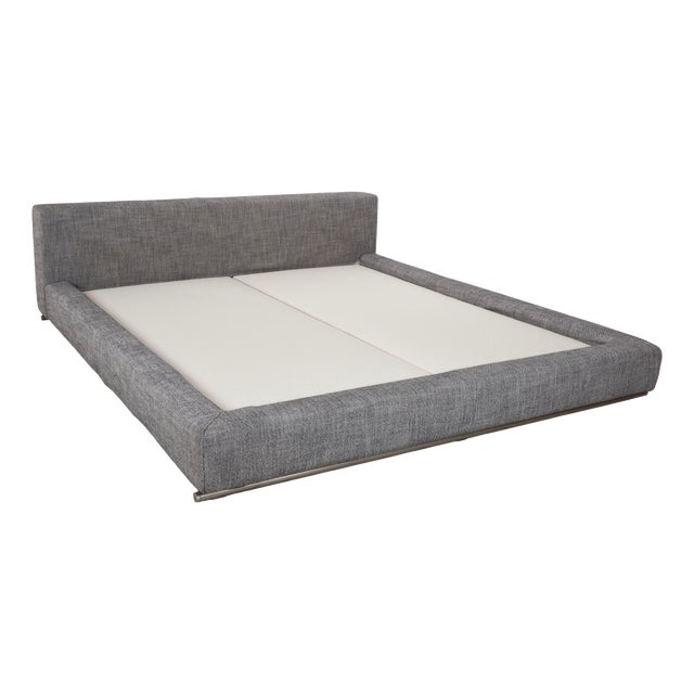 Ipanema Fabric Bed in Grey by Poliform For Sale