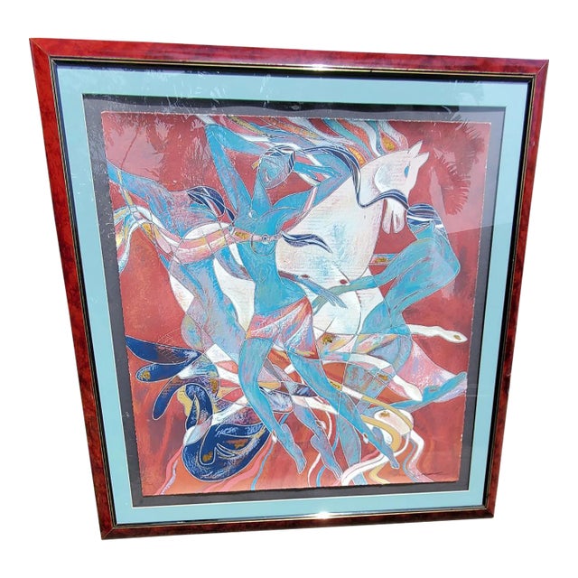 Yamin Young, Serigraph Signed, Numbered and Titled "Flame" 151/175 Framed 1980s For Sale