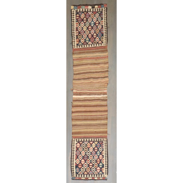 19th Century Zabihi Collection Tribal Caucasian Kilim Textile Rug - 1'8" x 7'7" For Sale - Image 9 of 11
