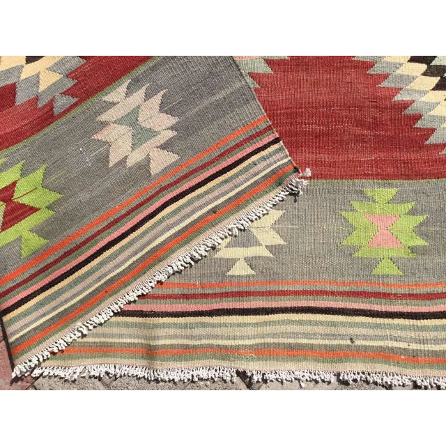 Vintage Red Turkish Kilim Rug - 75" X 111" For Sale - Image 10 of 11