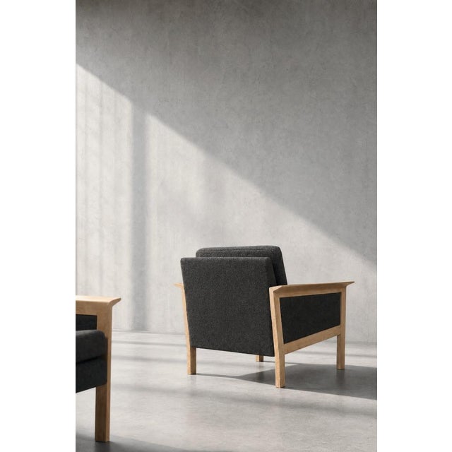 Mid-Century Danish Modern Oak and Felt Lounge Chairs, 1960s, Set of 2 For Sale - Image 16 of 18