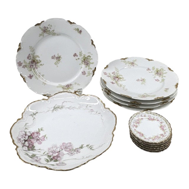 Antique Haviland & Elite Works Limoges Mixed Floral Collection - 12-Piece For Sale