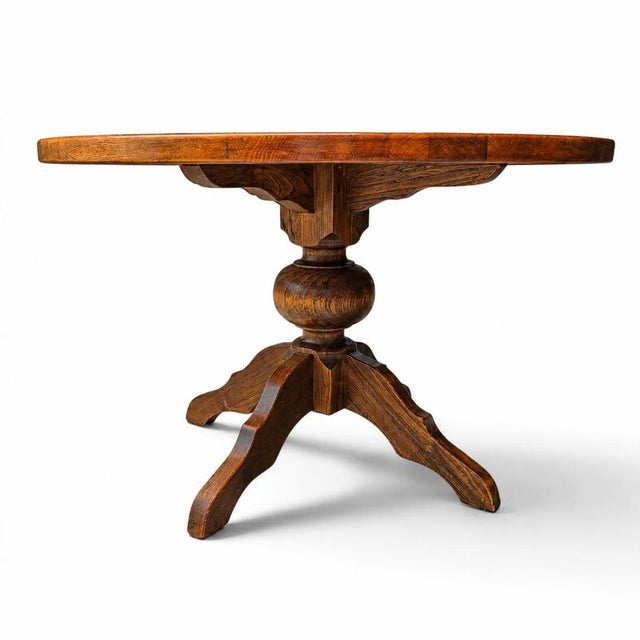 Oak Dining Table with Central Pedestal For Sale - Image 8 of 14