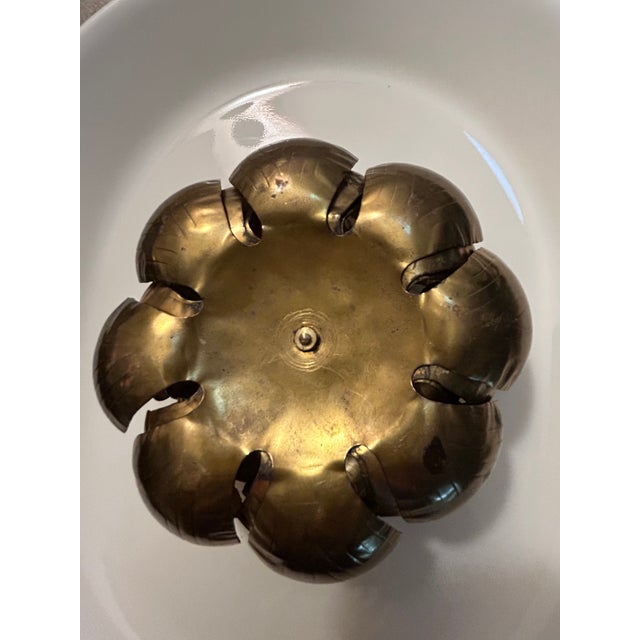 1970s Large Mid 20th Century Feldman Brass Lotus Flower Candle Holder. 5 " D X 2.25" H For Sale - Image 5 of 5