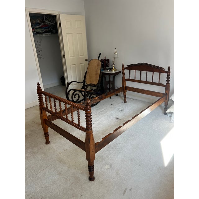 Antique American Walnut Jenny Lind Style Federal Spool Twin Size Bedframe For Sale - Image 4 of 4