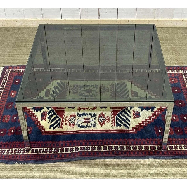 Silver Chrome and Glass Top Coffee Table, 1980s For Sale - Image 8 of 9