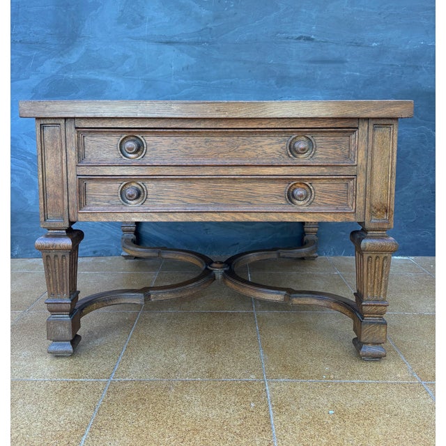 Pair of Spanish Classical Revival Style Oak Side Tables, Mid-20th Century For Sale - Image 12 of 13